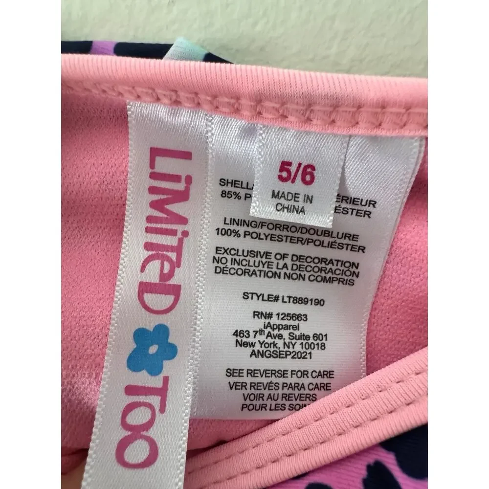Limited Too girls’ rainbow leopard 2 piece bikini swimsuit